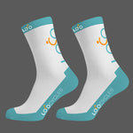 Loco Crew Socks- Rear View Logo - White