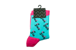 Loco Crew Socks- Allover Logo - Teal/Pink