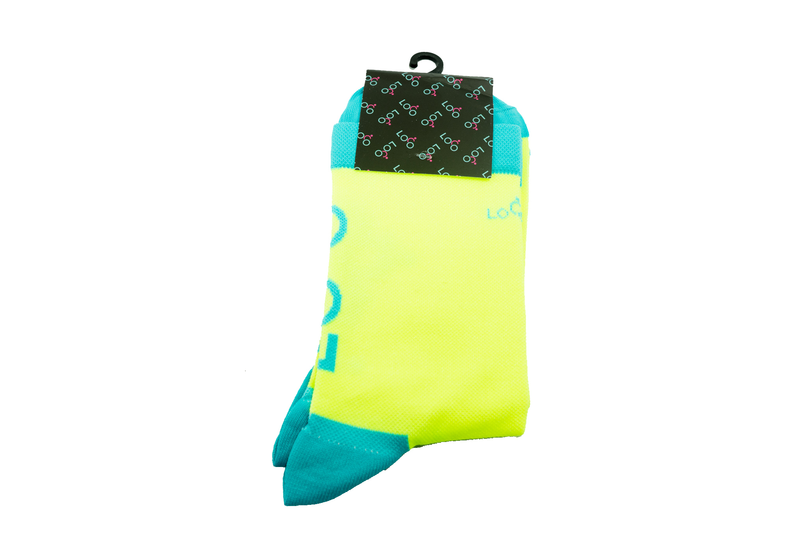 Loco Crew Socks- Rear View Logo - Neon Yellow