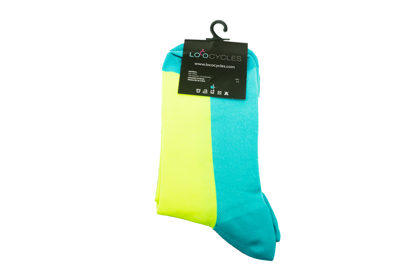 Loco Crew Socks- Rear View Logo - Neon Yellow